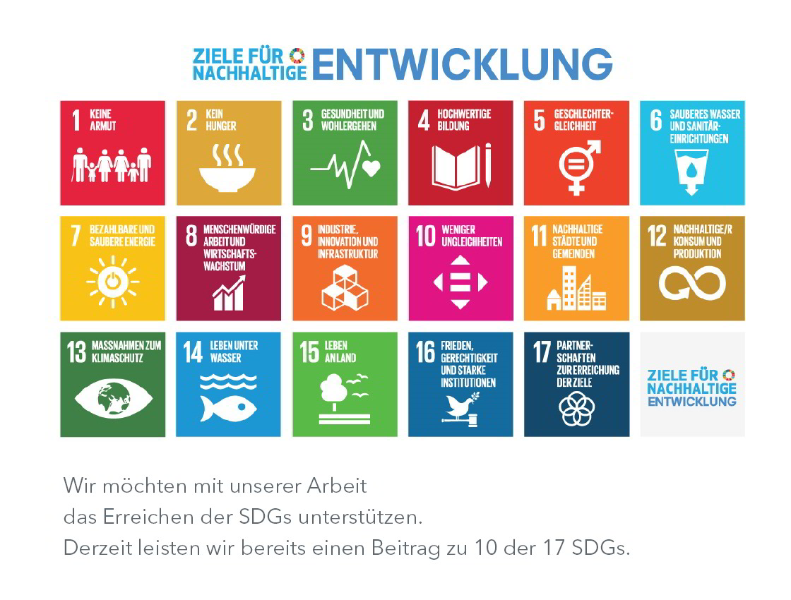 Alle Symbole der SDG´s in bunt nebeneinander.
