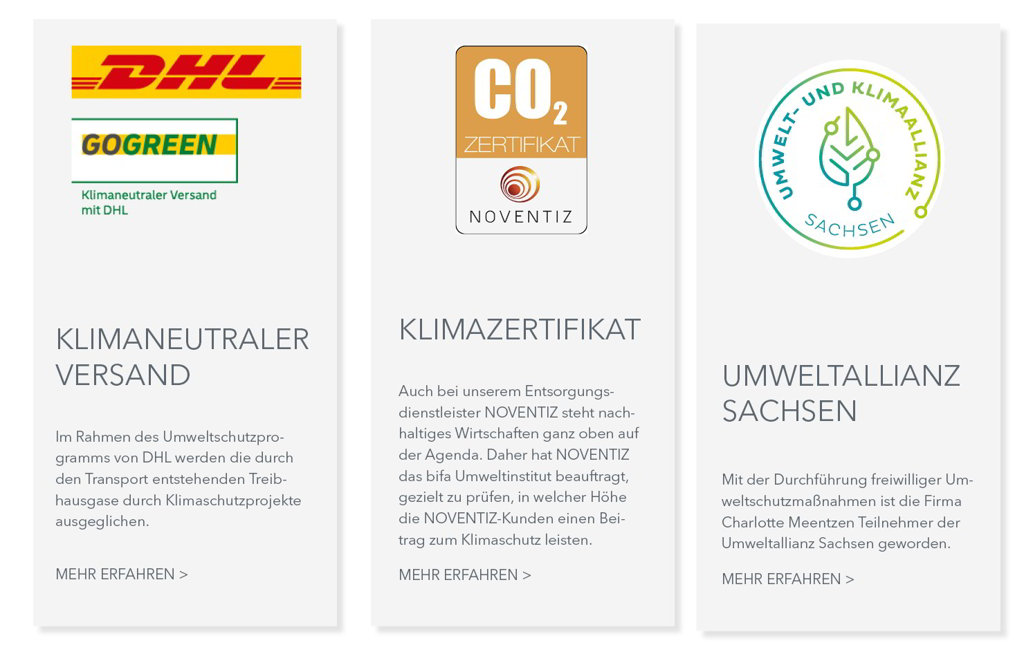 Zertifikate Go Green und CO2 Klimazertifikat
