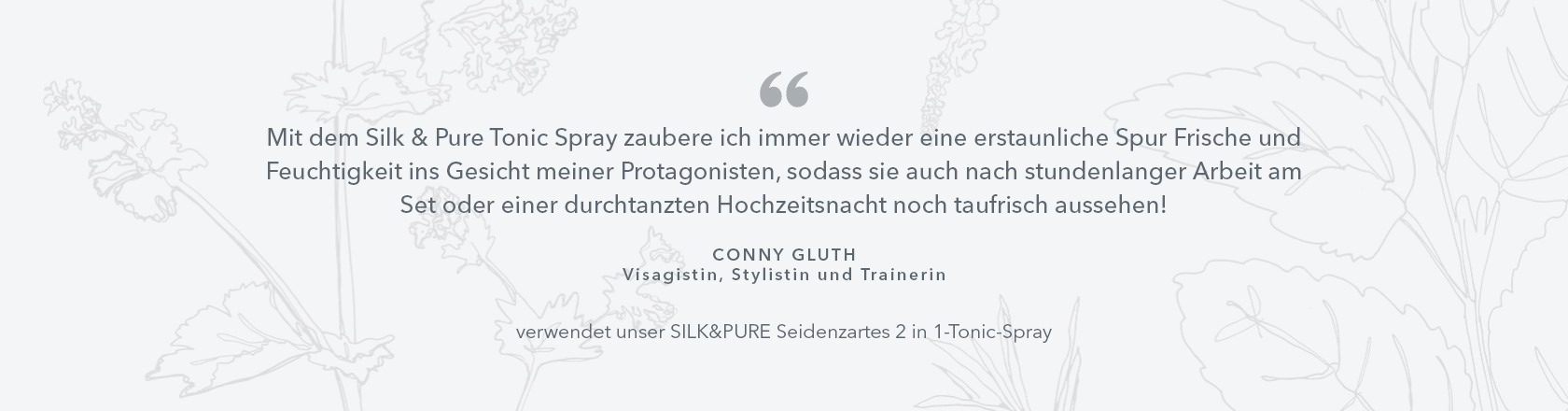 Mit dem Silk & Pure Tonic Spray zaubere ich immer wieder eine erstaunliche Spur Frische und Feuchtigkeit ins Gesicht meiner Protagonisten, sodass sie auch nach stundenlanger Arbeit taufrisch aussehen